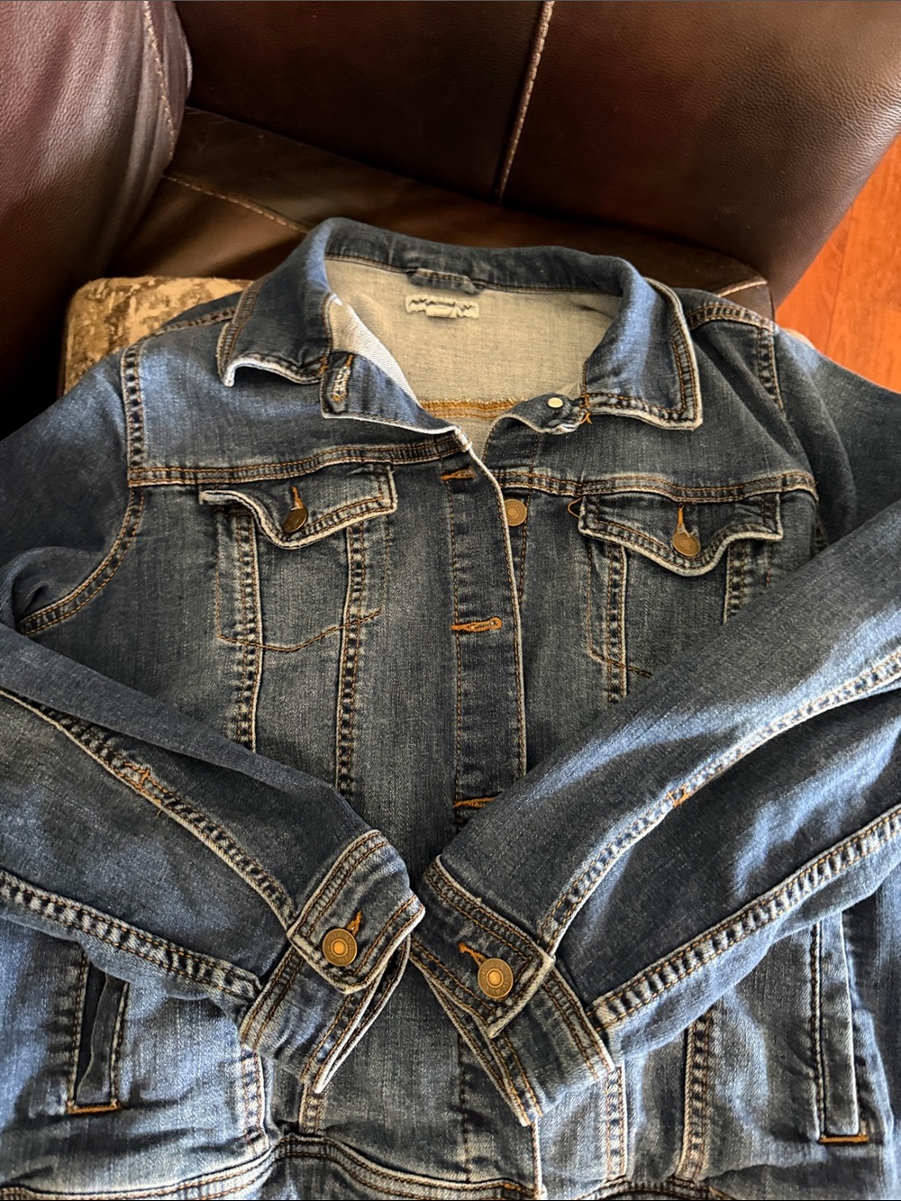 Ava & Viv Dark Blue Denim Jacket with Contrast Stitching